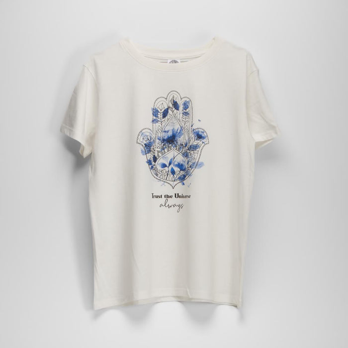 Camiseta manga corta mano de fΓ‘tima blanca NYC