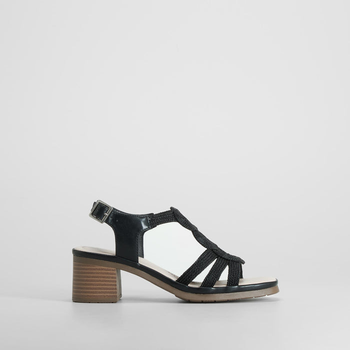 Sandalia tacΓ³n bajo trenza negra COMFEET