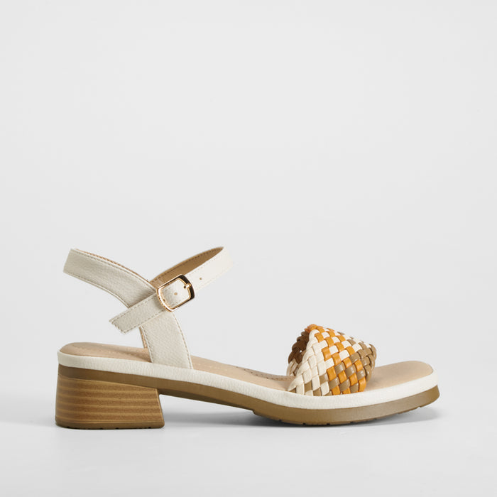 Sandalia tacΓ³n bajo trenza multicolor COMFEET