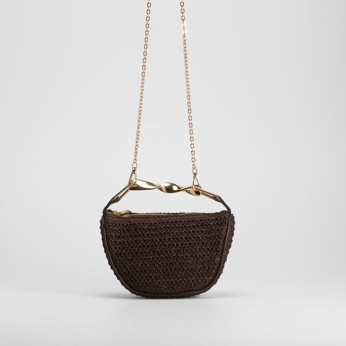 Bolso mano rafia elegante marrΓ³n PICCOLA PIU