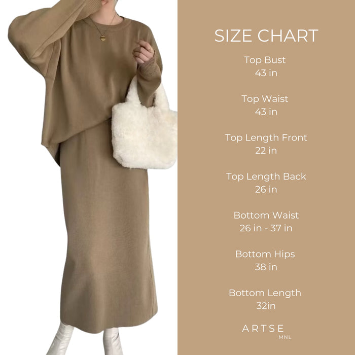 Artse MNL Knit Long Sleeve Skirt Set