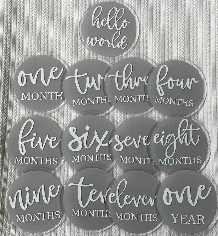 Blooming Wisdom Acrylic Hello World and Monthly Milestone Discs