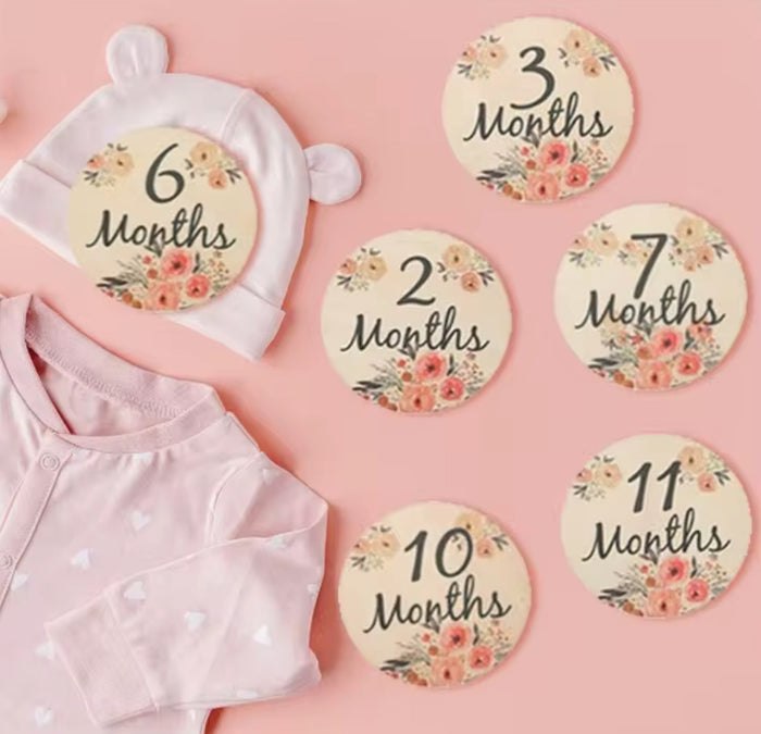 Blooming Wisdom Wooden Milestone Discs
