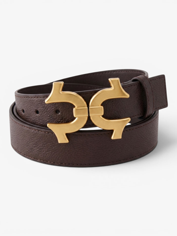 Cinturon True Religion Doble Herradura Marron Dorado