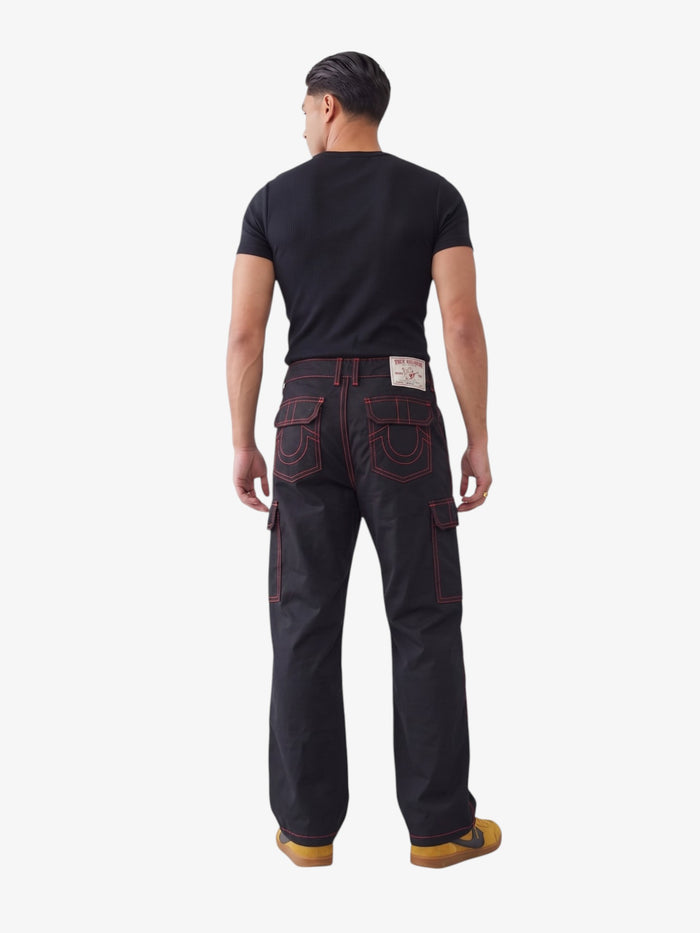 Pantalon Baggy True Religion Baggy Cargo Pant Negro Rojo