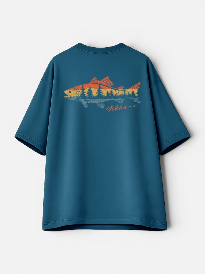 Remera Gotcha Big Fish Oversize Azul