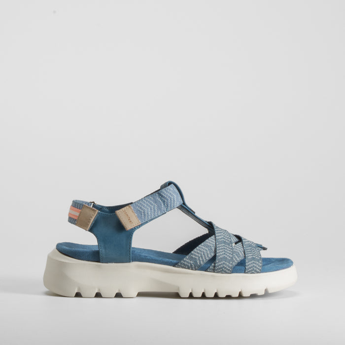 Sandalia cuña tiras azul COMFEET