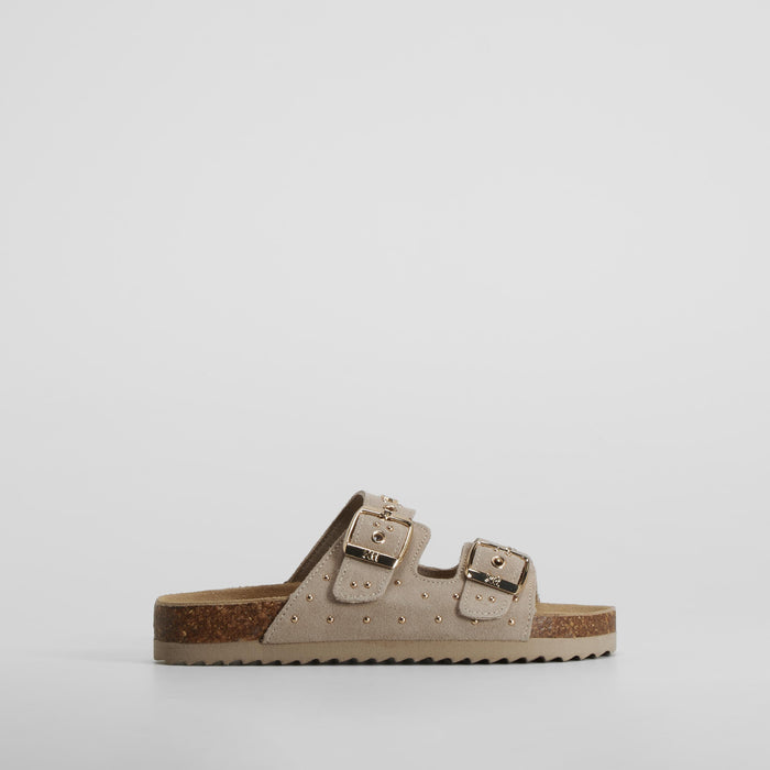 Sandalia bio estrellitas hebillas piel beige XTI
