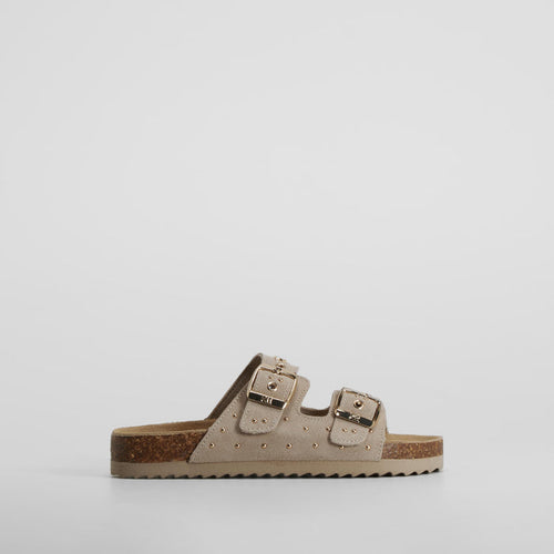 Sandalia bio estrellitas hebillas piel beige XTI