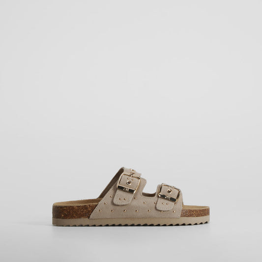 Sandalia bio estrellitas hebillas piel beige XTI