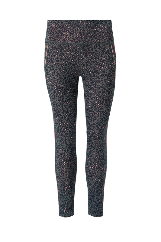 Khaki Micro Floral Leopard 7/8 Length Lightweight Leggings
