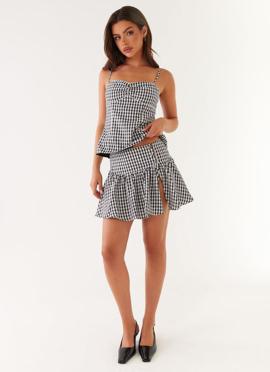 Bellamy Mini Skirt - Black Gingham