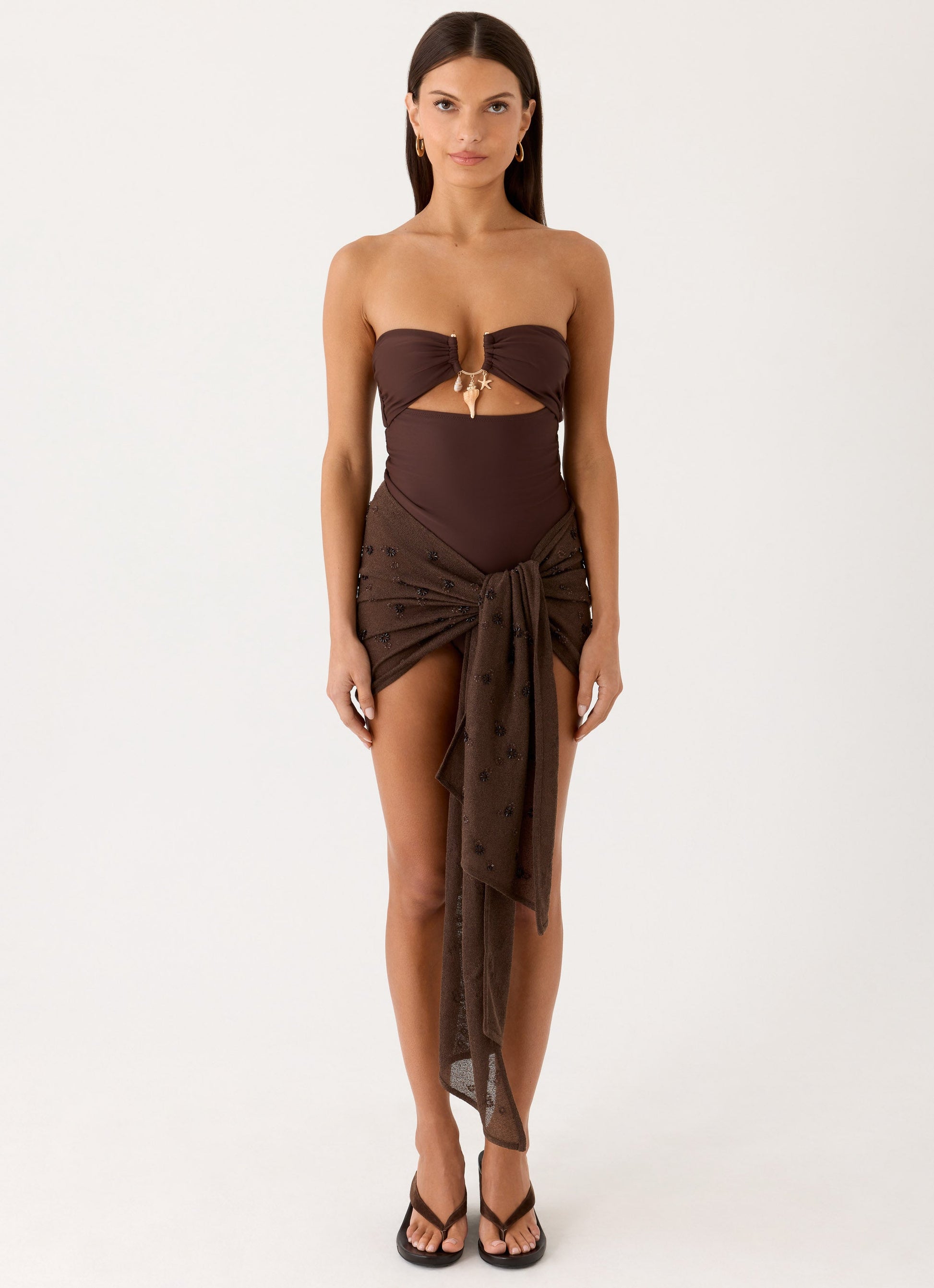 Deia Beaded Sarong - Chocolate