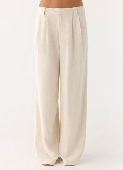 Delong Low Rise Linen Pants - Oatmeal