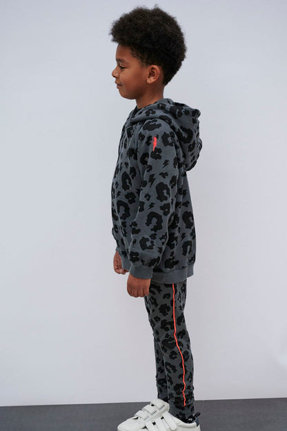 Kids Grey Leopard Joggers