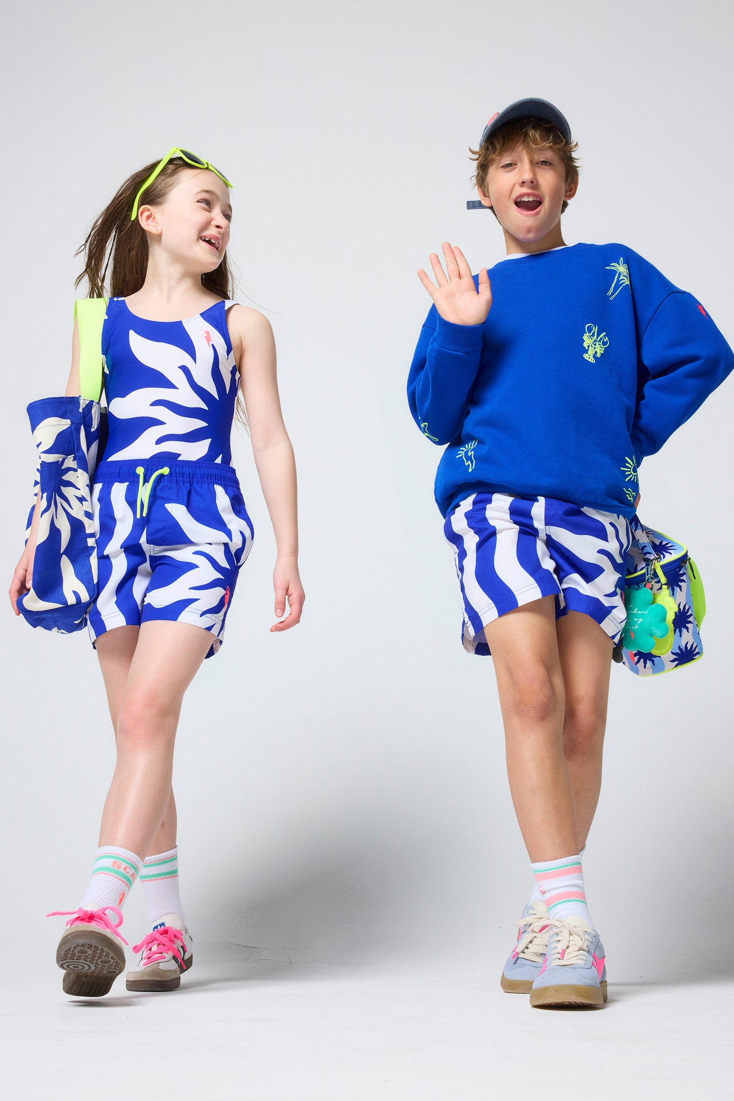 Kids Blue Sunstar and Stripe Swim Shorts