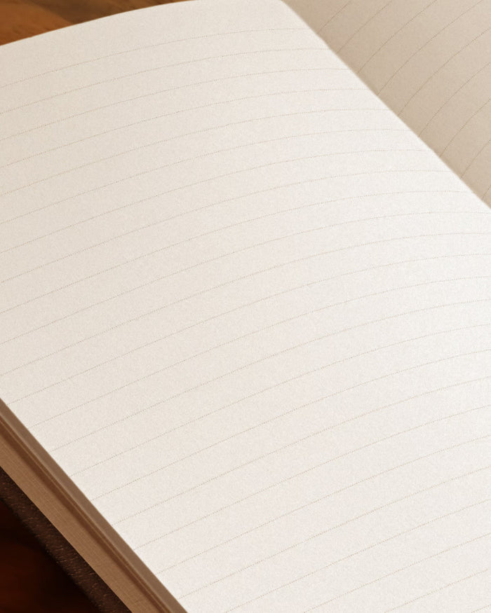 Inside of the notebook with lined paper.