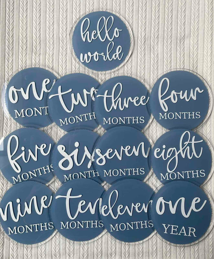Blooming Wisdom Acrylic Hello World and Monthly Milestone Discs