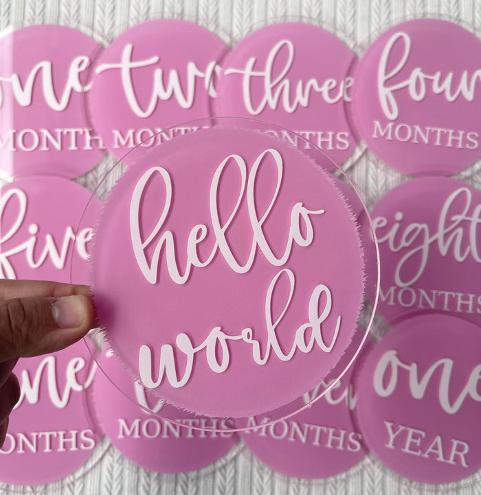 Blooming Wisdom Acrylic Hello World and Monthly Milestone Discs