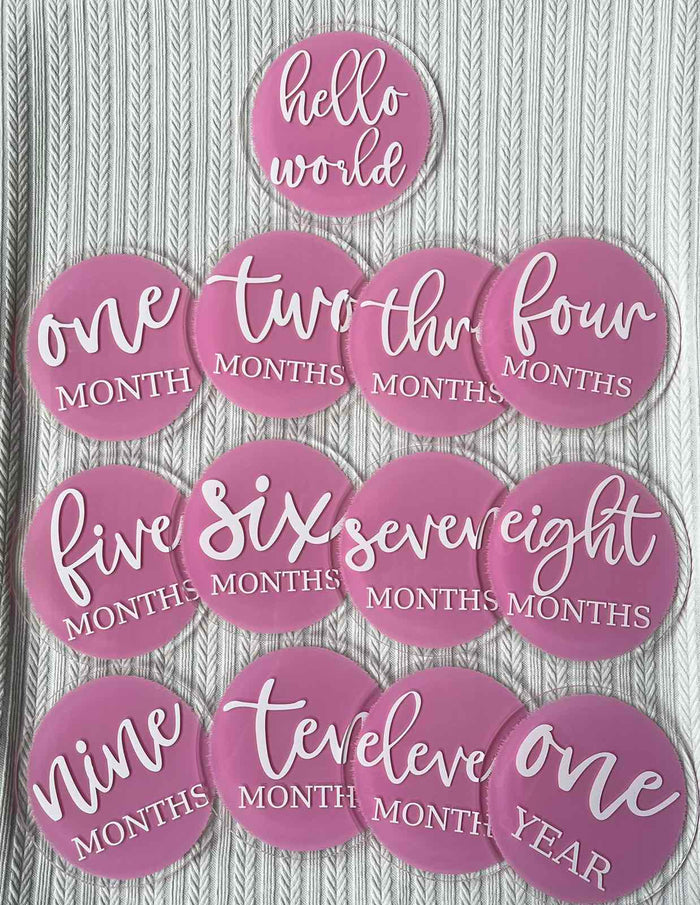 Blooming Wisdom Acrylic Hello World and Monthly Milestone Discs