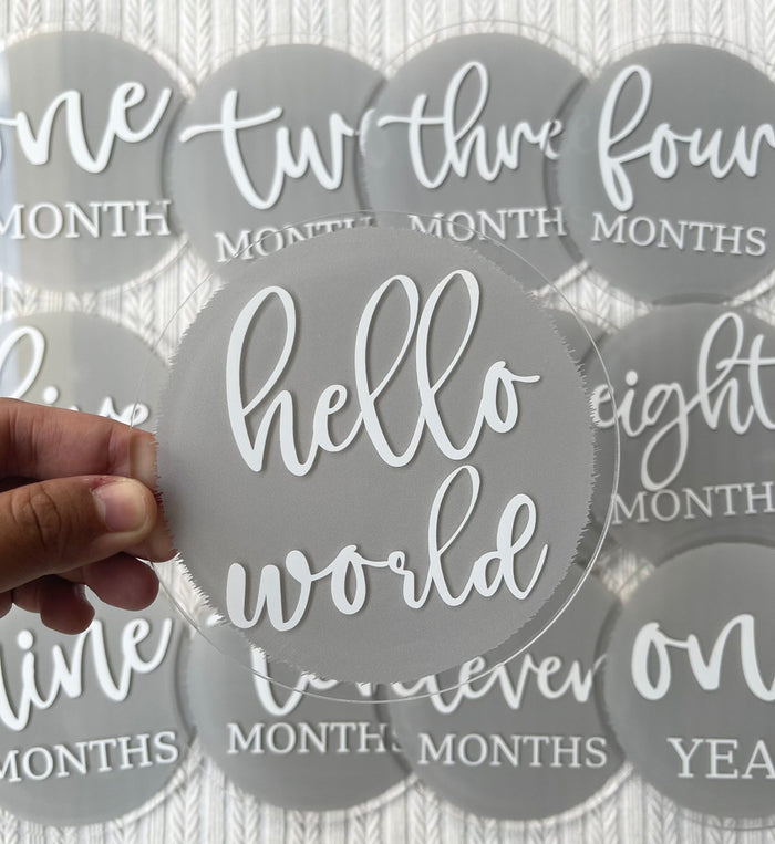 Blooming Wisdom Acrylic Hello World and Monthly Milestone Discs