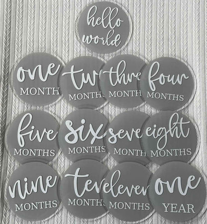 Blooming Wisdom Acrylic Hello World and Monthly Milestone Discs