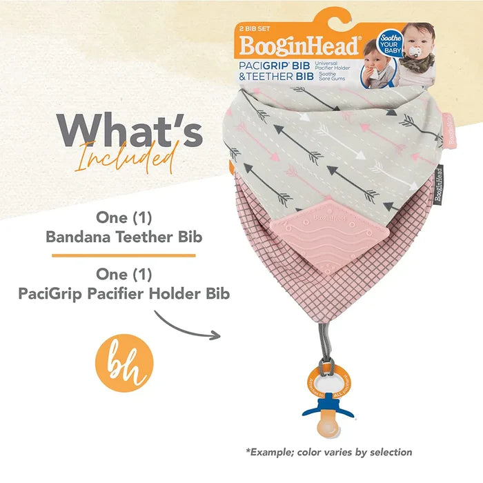 BooginHead Bandana Teether & Pacifier Holder Bib 2-Pack