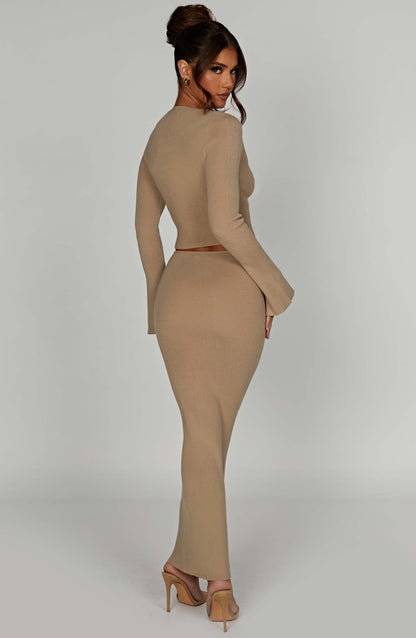 Elia Maxi Skirt - Beige