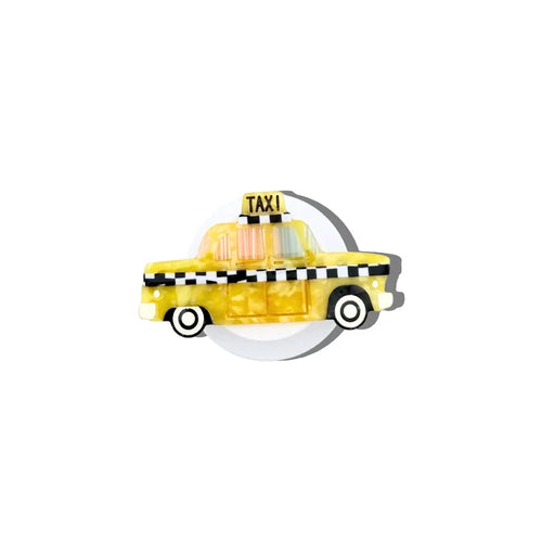 Yellow taxi phone holder on a white background