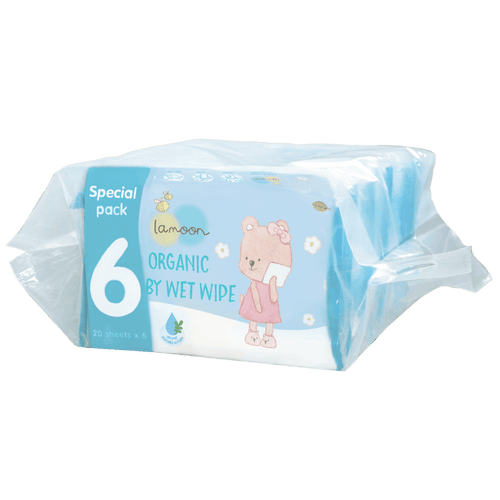 Lamoon Organic Baby Wet Wipes 20 Sheets (6 Packs)
