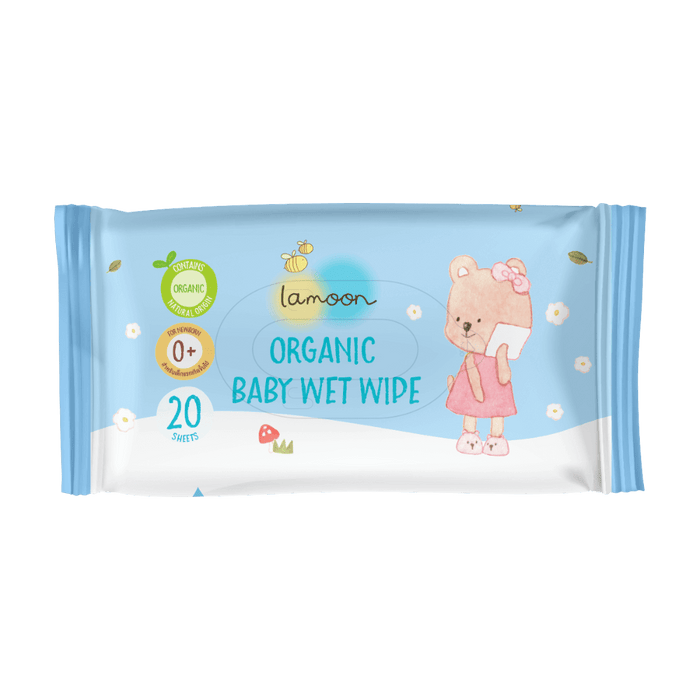 Lamoon Organic Baby Wet Wipes 20 Sheets (6 Packs)