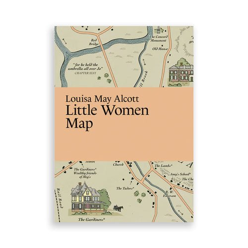 Map book cover with 'Little Women' title and vintage-style illustrations