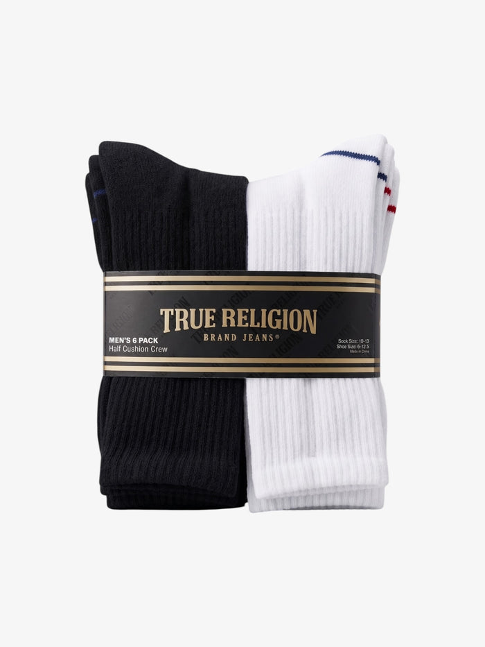 Medias True Religion 6 Pack Blanco Negro