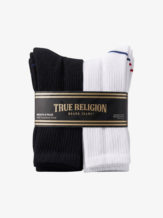 Medias True Religion 6 Pack Blanco Negro