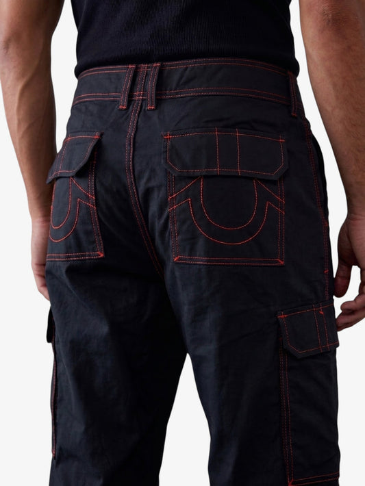 Pantalon Baggy True Religion Baggy Cargo Pant Negro Rojo