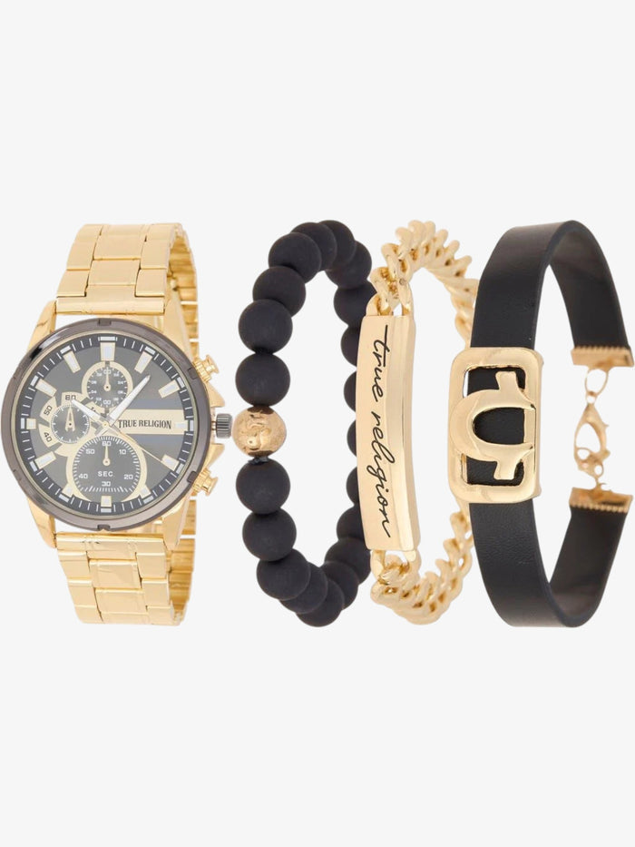 Reloj True Religion Cronografo con Pulseras Dorado Negro