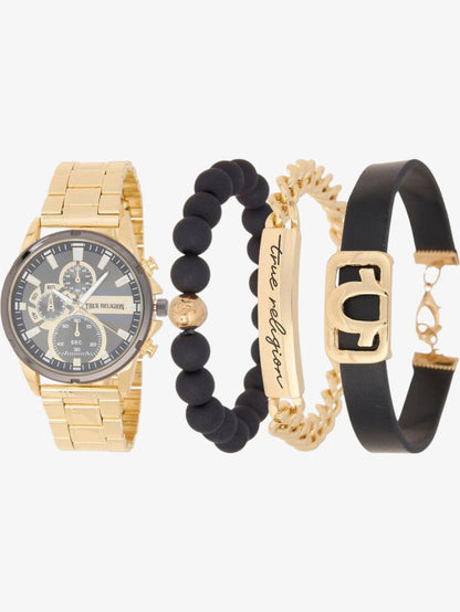 Reloj True Religion Cronografo con Pulseras Dorado Negro