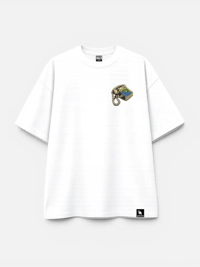Remera Gotcha Telephone Oversize Blanco