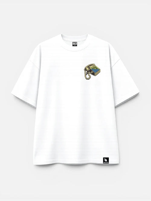 Remera Gotcha Telephone Oversize Blanco
