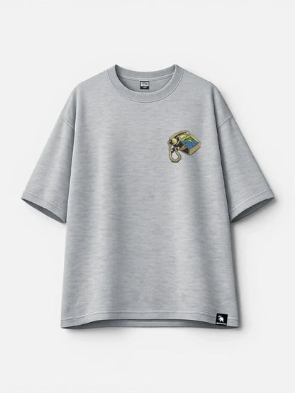 Remera Gotcha Telephone Oversize Gris Melange