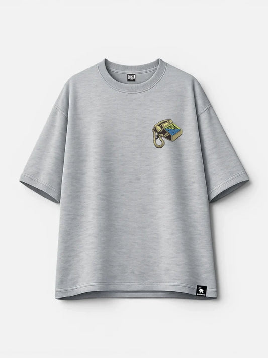 Remera Gotcha Telephone Oversize Gris Melange