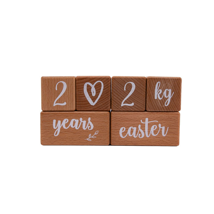 The Kiddie Concept Wooden Baby Milestone Blocks
