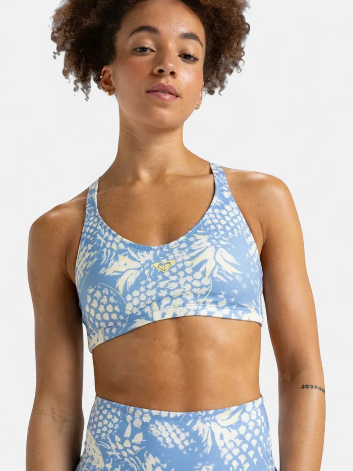 Top Deportivo Roxy Mujer Fitness Heart Into It Celeste Print