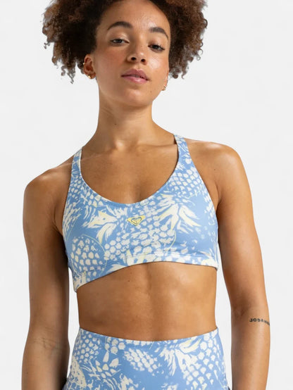 Top Deportivo Roxy Mujer Fitness Heart Into It Celeste Print